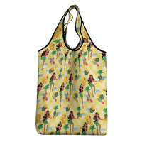 Hawaii Hula Girl Tropical Grocery Bag Yellow Palaka