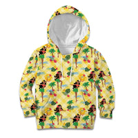 Hawaii Hula Girl Tropical Kid Hoodie Yellow Palaka