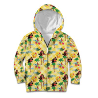 Hawaii Hula Girl Tropical Kid Hoodie Yellow Palaka