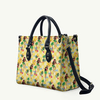 Hawaii Hula Girl Tropical Leather Bag Yellow Palaka