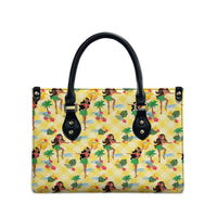 Hawaii Hula Girl Tropical Leather Bag Yellow Palaka