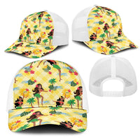 Hawaii Hula Girl Tropical Mesh Trucker Cap Yellow Palaka
