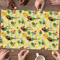 Hawaii Hula Girl Tropical Puzzle Yellow Palaka