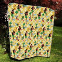 Hawaii Hula Girl Tropical Quilt Yellow Palaka