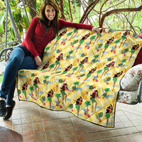 Hawaii Hula Girl Tropical Quilt Yellow Palaka