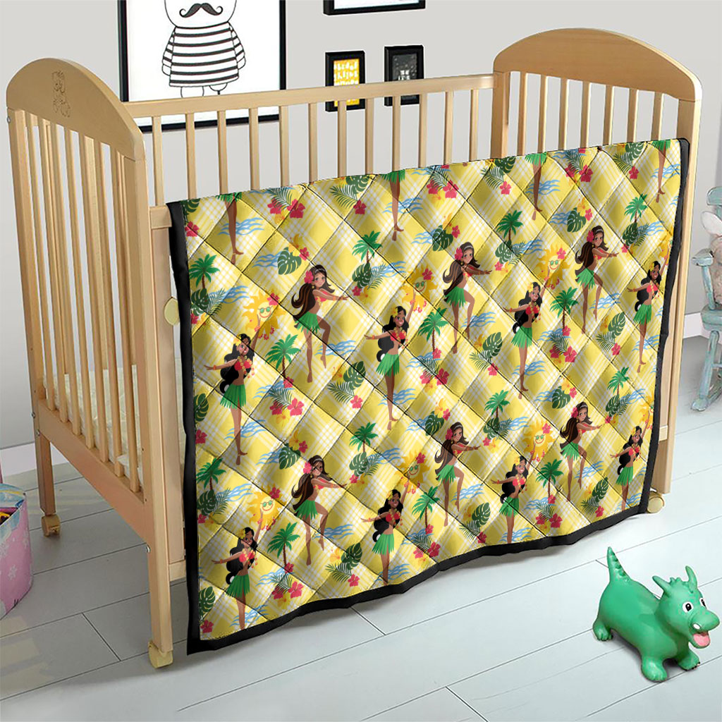 Hawaii Hula Girl Tropical Quilt Yellow Palaka
