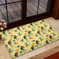 Hawaii Hula Girl Tropical Rubber Doormat Yellow Palaka