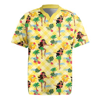 Hawaii Hula Girl Tropical Rugby Jersey Yellow Palaka