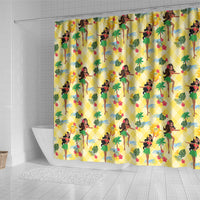 Hawaii Hula Girl Tropical Shower Curtain Yellow Palaka