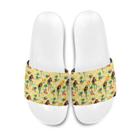 Hawaii Hula Girl Tropical Slide Sandals Yellow Palaka