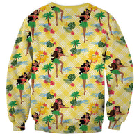 Hawaii Hula Girl Tropical Sweatshirt Yellow Palaka