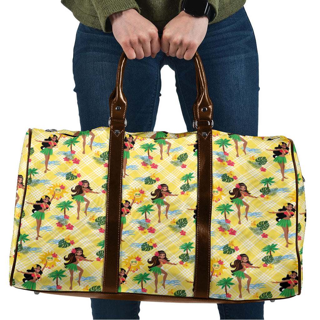 Hawaii Hula Girl Tropical Travel Bag Yellow Palaka