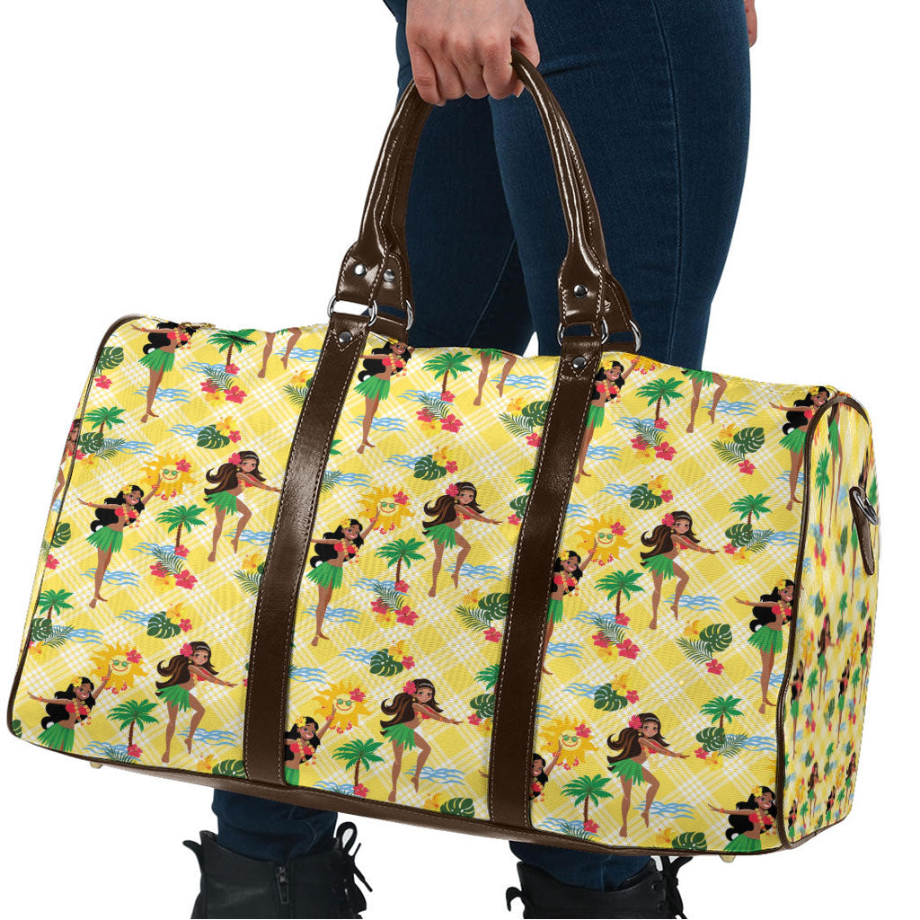 Hawaii Hula Girl Tropical Travel Bag Yellow Palaka