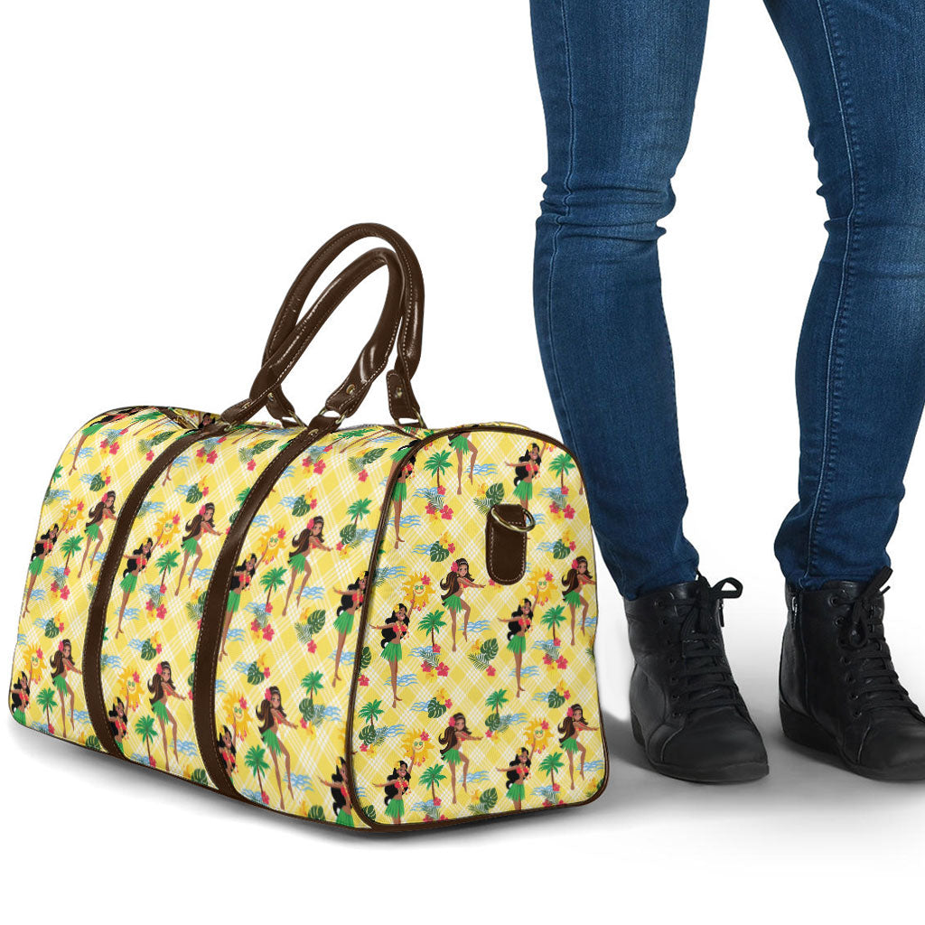 Hawaii Hula Girl Tropical Travel Bag Yellow Palaka