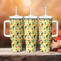 Hawaii Hula Girl Tropical Tumbler With Handle Yellow Palaka