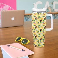 Hawaii Hula Girl Tropical Tumbler With Handle Yellow Palaka