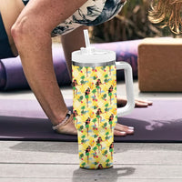 Hawaii Hula Girl Tropical Tumbler With Handle Yellow Palaka