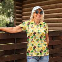 Hawaii Hula Girl Tropical Women Polo Shirt Yellow Palaka