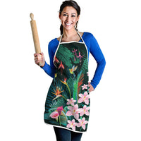Hawaii Hummingbird Tropical Flowers Apron Dark Green