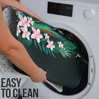 Hawaii Hummingbird Tropical Flowers Bathroom Set Dark Green