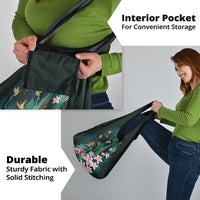 Hawaii Hummingbird Tropical Flowers Grocery Bag Dark Green