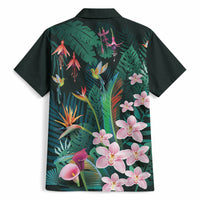 Hawaii Hummingbird Tropical Flowers Hawaiian Shirt Dark Green