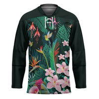 Hawaii Hummingbird Tropical Flowers Hockey Jersey Dark Green