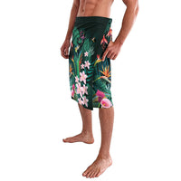 Hawaii Hummingbird Tropical Flowers Lavalava Dark Green
