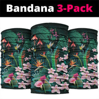 Hawaii Hummingbird Tropical Flowers Neck Gaiter Dark Green