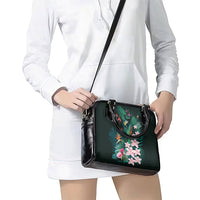 Hawaii Hummingbird Tropical Flowers Shoulder Handbag Dark Green
