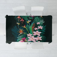 Hawaii Hummingbird Tropical Flowers Tablecloth Dark Green