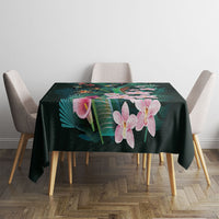 Hawaii Hummingbird Tropical Flowers Tablecloth Dark Green