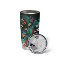 Hawaii Hummingbird Tropical Flowers Tumbler Cup Dark Green