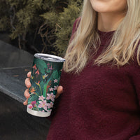 Hawaii Hummingbird Tropical Flowers Tumbler Cup Dark Green