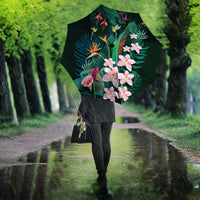 Hawaii Hummingbird Tropical Flowers Umbrella Dark Green