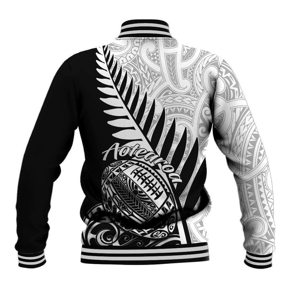 New Zealand Silver Fern Rugby Baseball Jacket Aotearoa Maori Black Version LT01 - Polynesian Pride