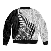 New Zealand Silver Fern Rugby Bomber Jacket Aotearoa Maori Black Version LT01 - Polynesian Pride