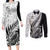 New Zealand Silver Fern Rugby Couples Matching Long Sleeve Bodycon Dress and Long Sleeve Button Shirts Aotearoa Maori Black Version LT01 Black - Polynesian Pride