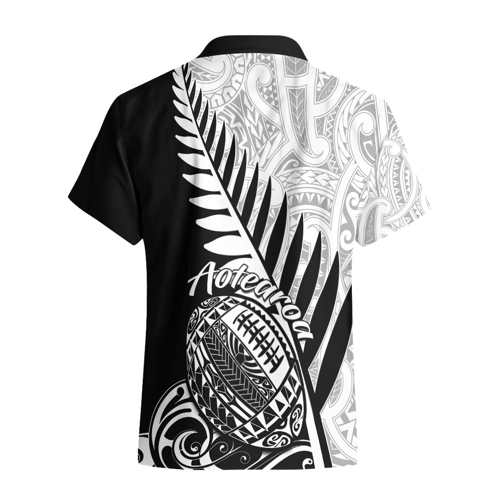 New Zealand Silver Fern Rugby Hawaiian Shirt Aotearoa Maori Black Version LT01 - Polynesian Pride