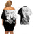 Custom New Zealand Silver Fern Rugby Couples Matching Off Shoulder Short Dress and Hawaiian Shirt Aotearoa Maori Black Version LT01 - Polynesian Pride