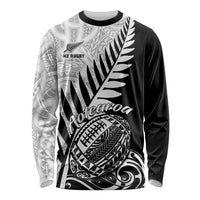 Custom New Zealand Silver Fern Rugby Long Sleeve Shirt Aotearoa Maori Black Version LT01 Unisex Black - Polynesian Pride