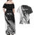 Custom New Zealand Silver Fern Rugby Couples Matching Off Shoulder Maxi Dress and Hawaiian Shirt Aotearoa Maori White Version LT01 - Polynesian Pride