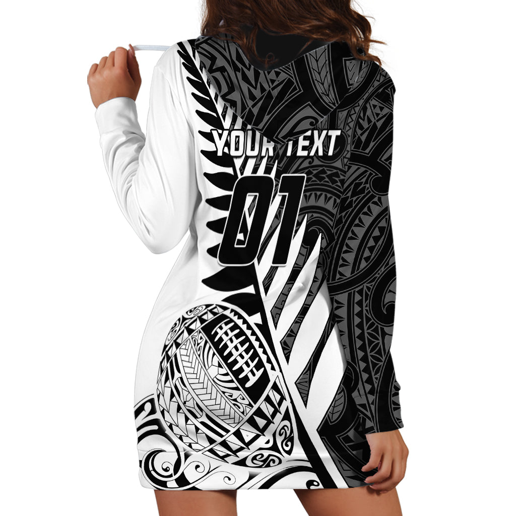 Custom New Zealand Silver Fern Rugby Hoodie Dress Aotearoa Maori White Version LT01 - Polynesian Pride