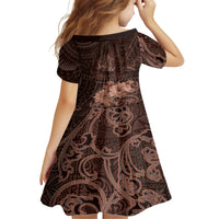 Bula Fiji Masi Kid Short Sleeve Dress Fijian Tapa Vintage Dark Brown Version LT01 - Polynesian Pride