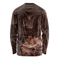 Bula Fiji Masi Long Sleeve Shirt Fijian Tapa Vintage Dark Brown Version LT01 - Polynesian Pride