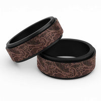 Bula Fiji Masi Spinner Ring Fijian Tapa Vintage Dark Brown Version - Polynesian Pride