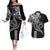 Hawaii Valentine Couples Matching Off The Shoulder Long Sleeve Dress and Hawaiian Shirt Kakau Polynesian Heart LT01 Black - Polynesian Pride