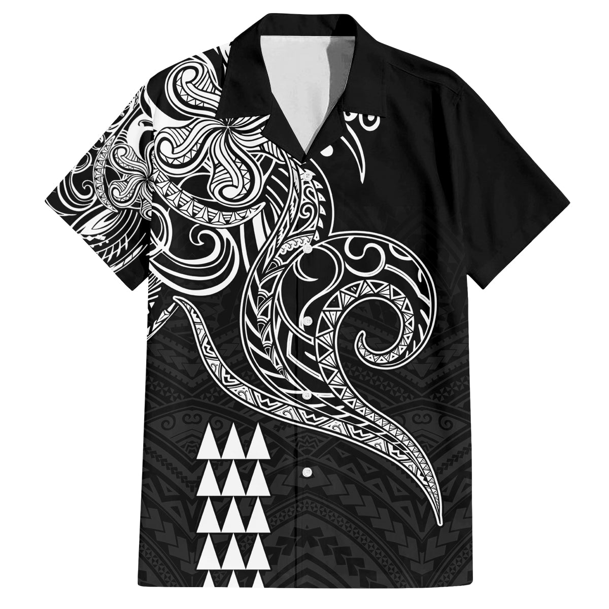 Hawaii Valentine Family Matching Off Shoulder Long Sleeve Dress and Hawaiian Shirt Kakau Polynesian Heart LT01 Dad's Shirt - Short Sleeve Black - Polynesian Pride
