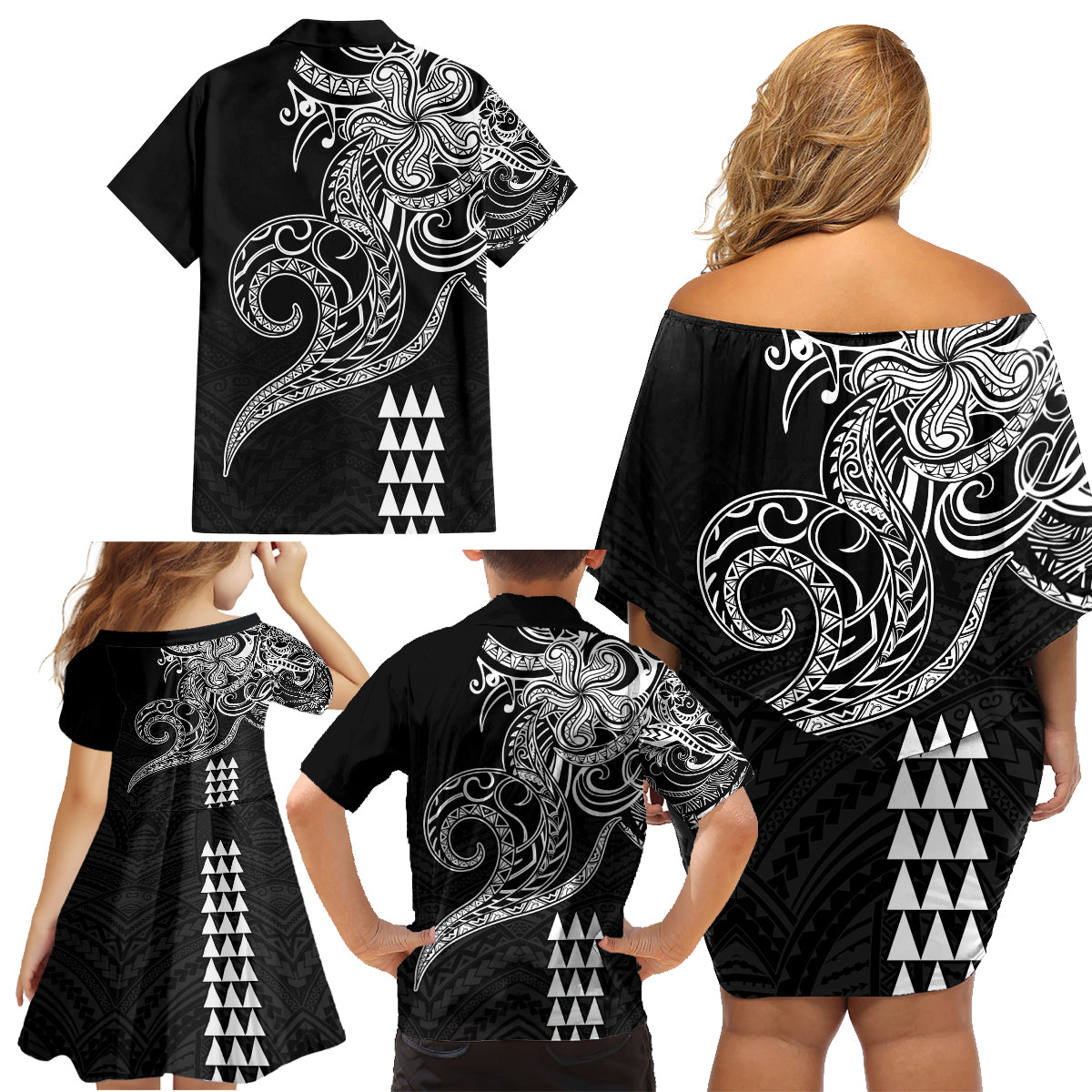 Hawaii Valentine Family Matching Off Shoulder Short Dress and Hawaiian Shirt Kakau Polynesian Heart LT01 - Polynesian Pride