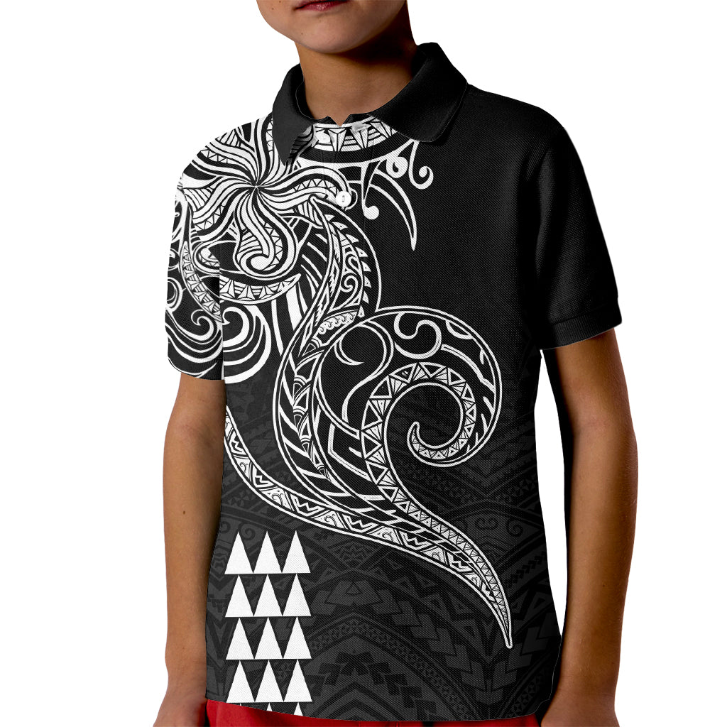 Hawaii Valentine Kid Polo Shirt Kakau Polynesian Heart LT01 Kid Black - Polynesian Pride